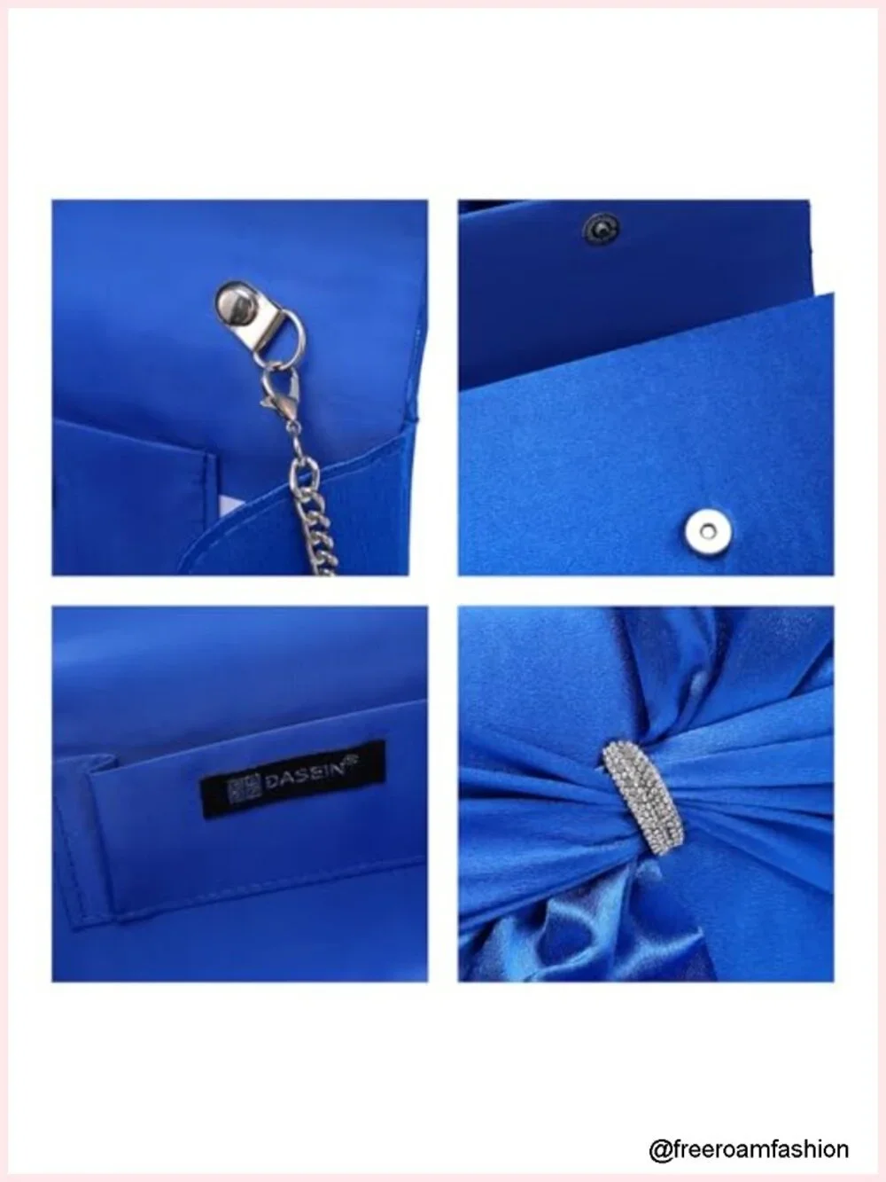 Satin Bow Flap Evening Bag Rhinestone Clutch Purse with Chain Strap